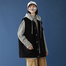 MJ213-p58-限价78M-5XL牛仔马甲连帽工装ins港风潮牌春秋季休闲，男装工装外套，星座116