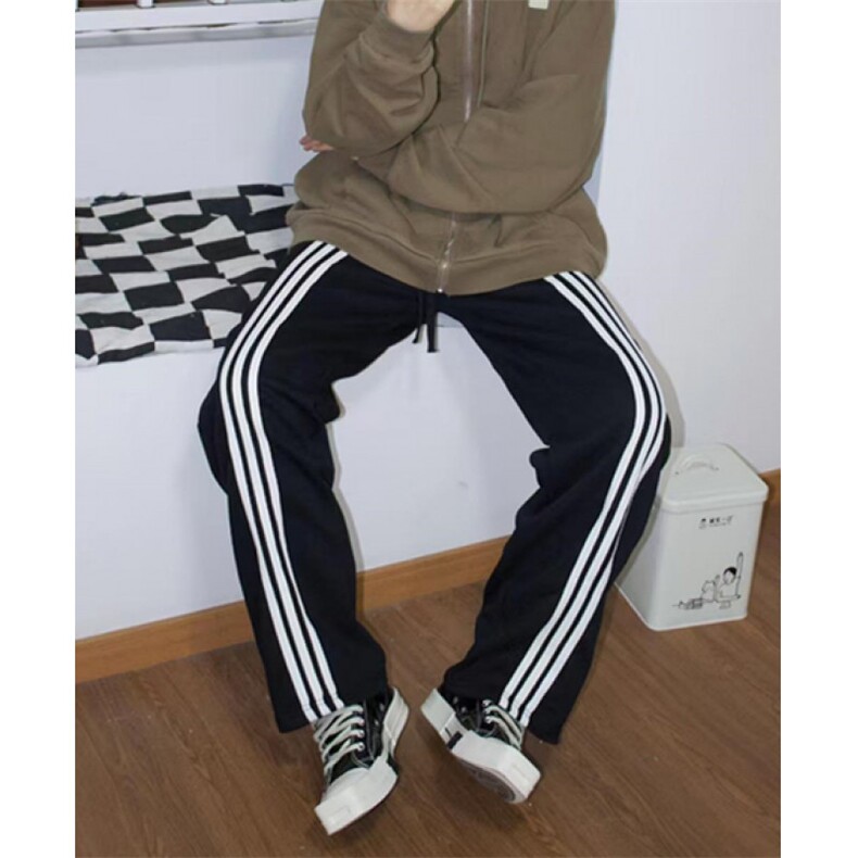 三条杠运动裤男女秋季垂感校服裤子春秋款直筒加绒休闲裤KG3,男装休闲裤,星座1116A（原606A-3）