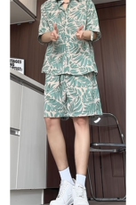 1短袖衬衫男+短裤男套装男聚酯纤维M-5XL大码TZ78707P50控98，男装牛仔裤，星座226-2