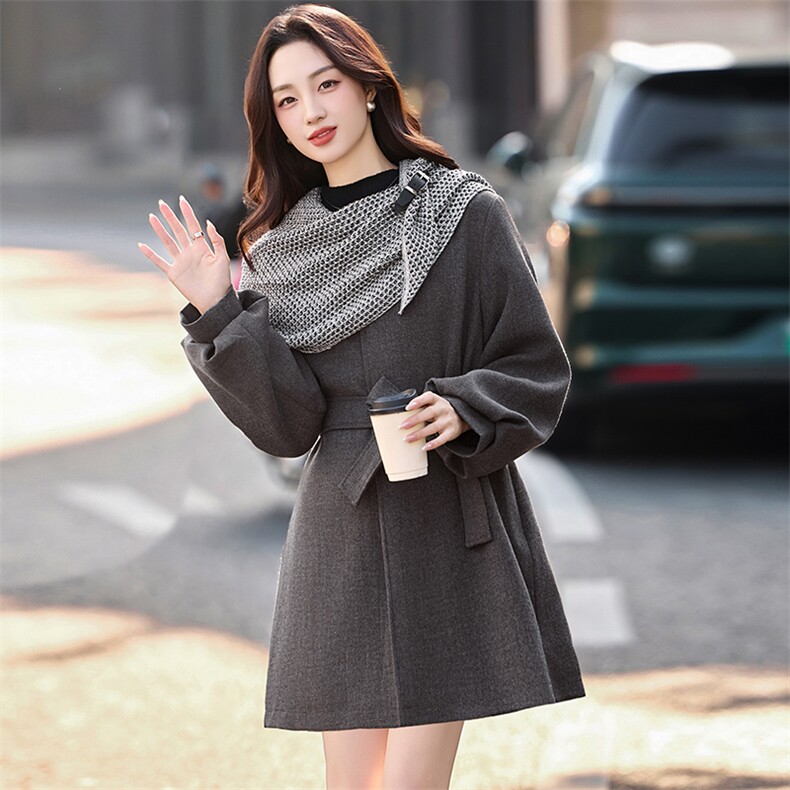 （现货）欣贝拉2025年冬季休闲淑女气质风格毛呢大衣夹棉加厚款,女装毛呢外套,欣贝拉