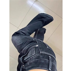 黑灰不贴腿微喇叭牛仔裤女2025春季新款低腰宽松阔腿显瘦直筒裤子，男装牛仔裤，星座1210-1