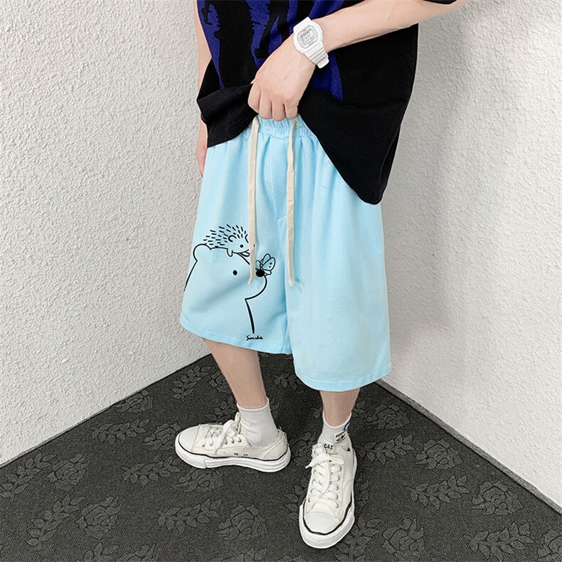 HD74166-P22华夫格短裤男大码宽松五分裤男直筒中裤,男装休闲裤,电商A040
