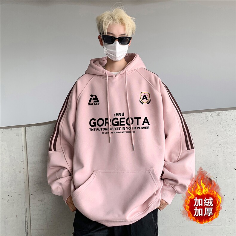 高品质！全棉重磅400克潮牌宽松三条杠连帽卫衣 RH1403JR 特p68图片
