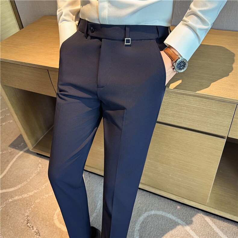 高品质隐形松紧腰~内置防滑条~金属装饰~修身西装长裤XK7055-P73,男装西服套装,电商A213