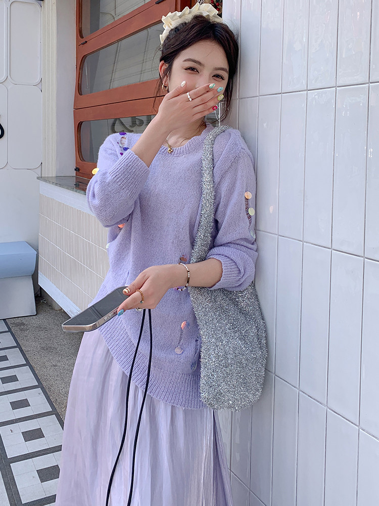 春夏秋长袖宽松型文艺风毛针织衫女装时尚秋装开衫,女装套装/套裙,浙宝305
