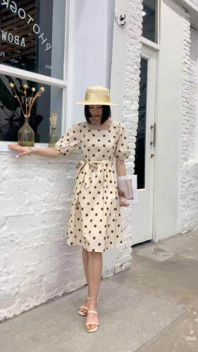 夏季新款棉布波点连衣裙，女装连衣裙，云落伊里