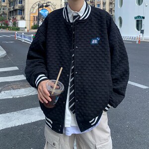 华夫格棒球服2023春秋季韩版宽松字母百搭潮流夹克 W5437-P52图片