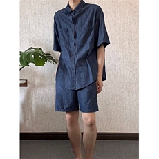 新款气质时尚慵懒牛仔套装男帅气水洗两件套原宿日系C45，男装休闲套装，星座1116A-2（原606A-1）