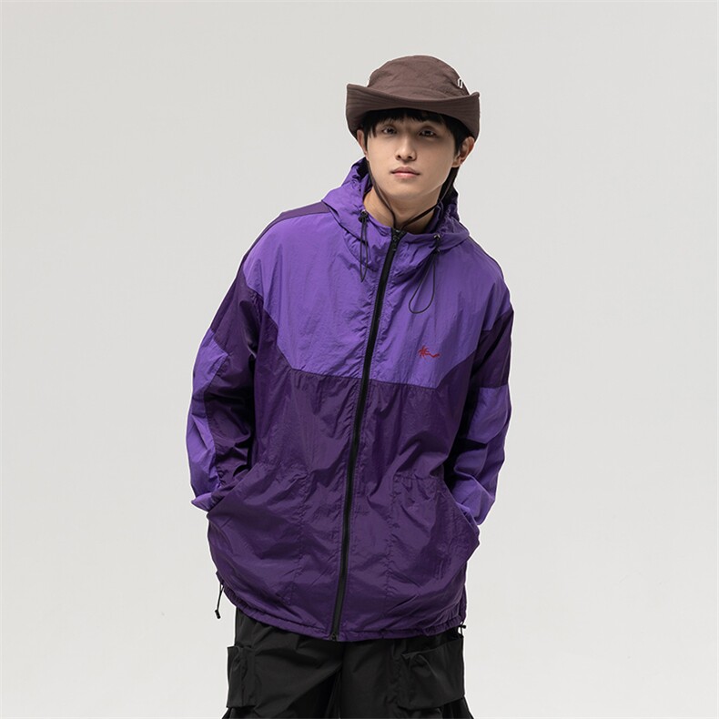 南夏乔装2025夏款撞色拼接连帽防晒衣日系潮流宽松UPF50+防晒服男,男装防晒衣,电商S006（B521）