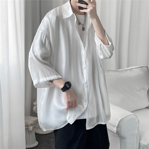 夏季冰丝炫彩渐变七分袖衬衫男大码 C2219/P40图片