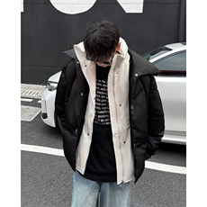 冬季2024美式潮牌双层领假两件棉服外套男加厚宽松棉衣，男装棉衣，星座716-4