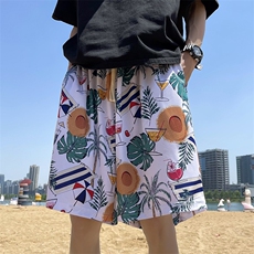夏威夷风印花运动裤男街头宽松阔腿休闲沙滩裤XZ212-QDK5511-P20，女装休闲裤，星座212