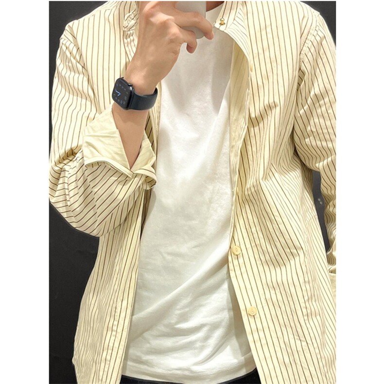 日系复古工装刺绣条纹长袖衬衫春秋季宽松休闲衬衣C043,男装衬衫,星座1116A（原606A-3）