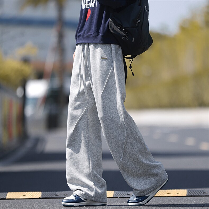 360g高克重曼巴棉港风褶皱金属标宽松休闲卫裤男K5633-特P36控69，男装休闲裤，电商A001-1