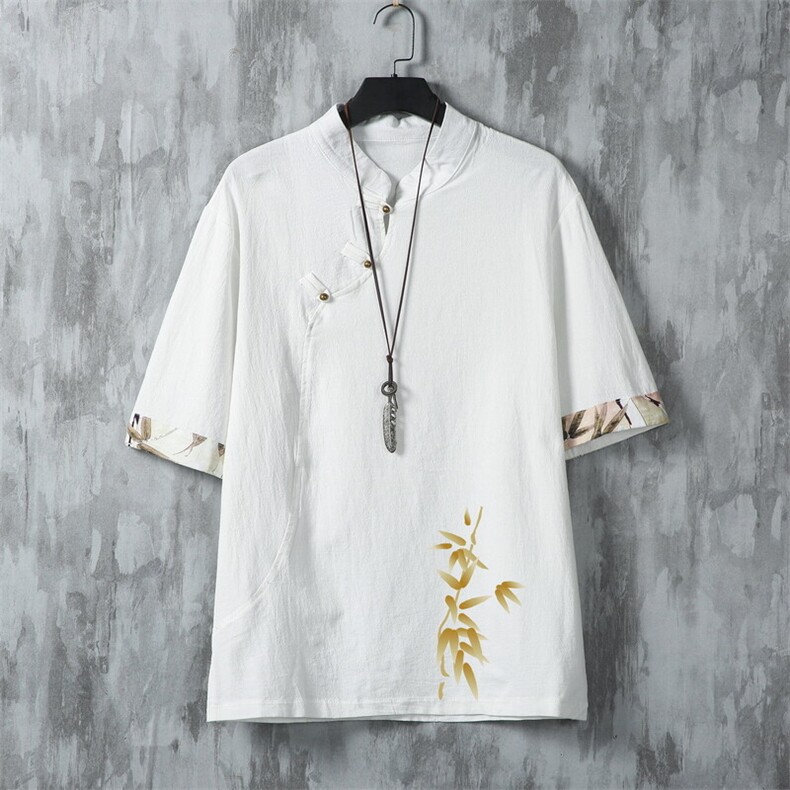 男士衬衫五分袖衬衣中袖印花立领唐装风XZ1512-241627-P35，男装衬衫，星座1512