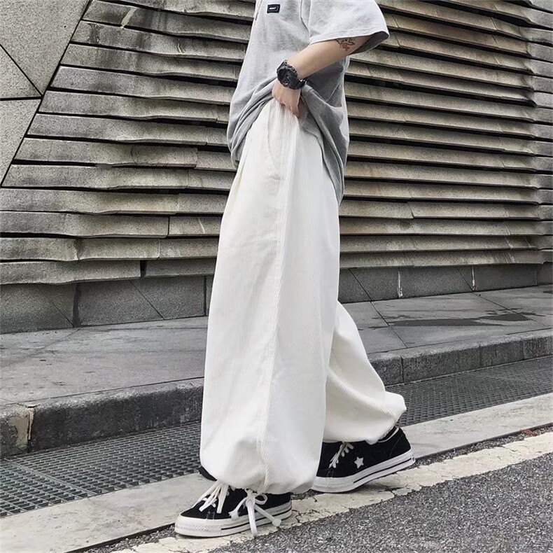 垂感灯芯绒裤子男士潮牌高街秋款宽松直筒休闲长裤港风G7054-p35,男装休闲裤,星座1008