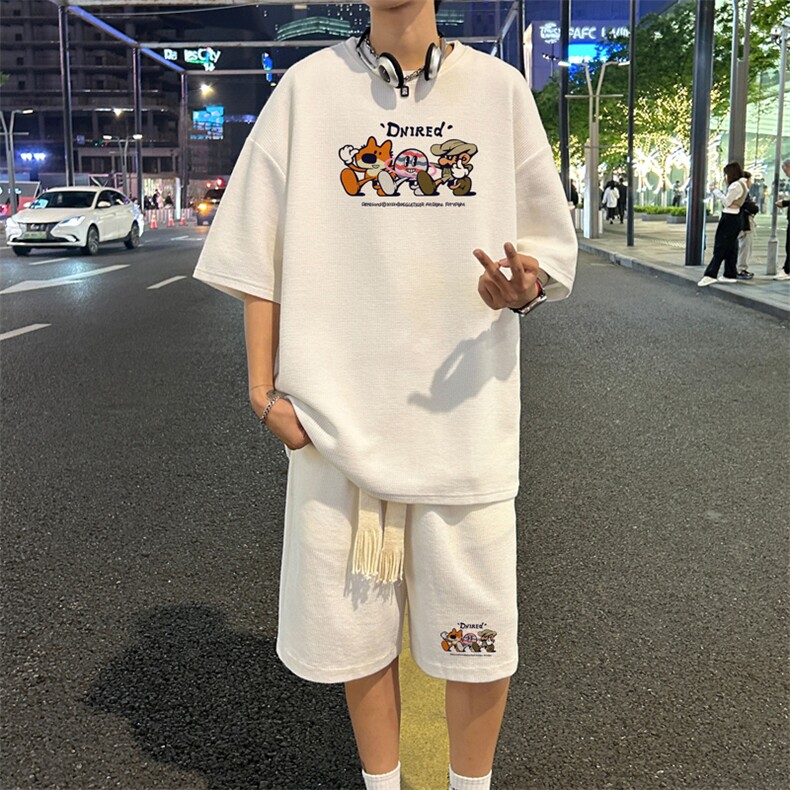 套装！华夫格套装短袖T恤短裤男TZ245-特P38,男装牛仔裤,电商B367