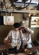 现货~双色情侣学院风氛围感开衫开衫毛衣MY2598批70，男装针织衫/毛衣，星座1411A-6