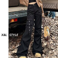 美式复古hiphop重工多口袋嘻哈街头高街喇叭牛仔裤K71526-P50网图，男装牛仔裤，电商B245