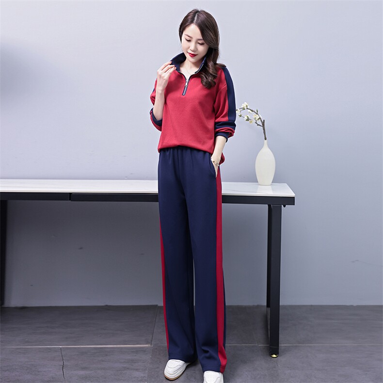 时尚春季女装休闲运动套装显瘦宽松舒适两件套百搭潮流设计,女装套装/套裙,凝聚力