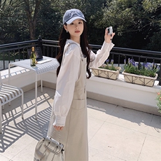 韩系减龄背带连衣裙套装女2025春新款高级感气质显瘦吊带裙两件套，女装套装/套裙，慧尚依恋