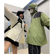 防晒指数UPF50+情侣装夏季新款防晒服宽松撞色拼接外套D313P68，男装防晒衣，电商A335-1（原A458）
