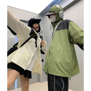 防晒指数UPF50+情侣装夏季新款防晒服宽松撞色拼接外套 D313 P68图片