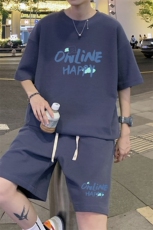 ！直播推荐2023夏季男士华夫格短袖T恤套装学生一套HTZ02P50，男装T恤，电商B220