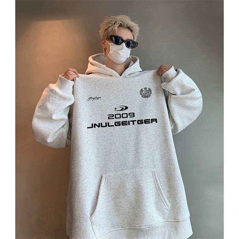 抖音得物供货提供视频秋冬重磅美式宽松织带连帽卫衣04212,男装卫衣,电商A486