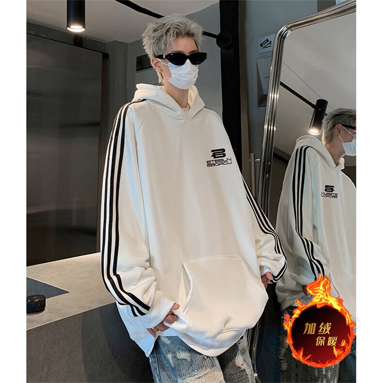 抖音得物供货提供视频秋冬重磅美式宽松织带连帽卫衣0633,男装卫衣,电商A486