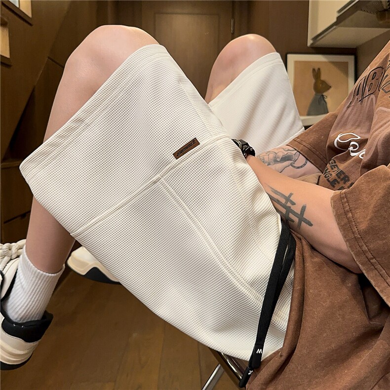 重磅拼接透气华夫格运动短裤男夏五分裤X416B-1-DK3052-特P25限48,男装休闲裤,星座416B-1