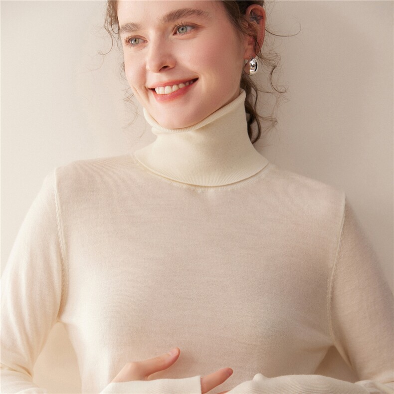 秋季新款纯色针织高领套头针织上衣时尚百搭，女装羊毛衫，庆大羊绒