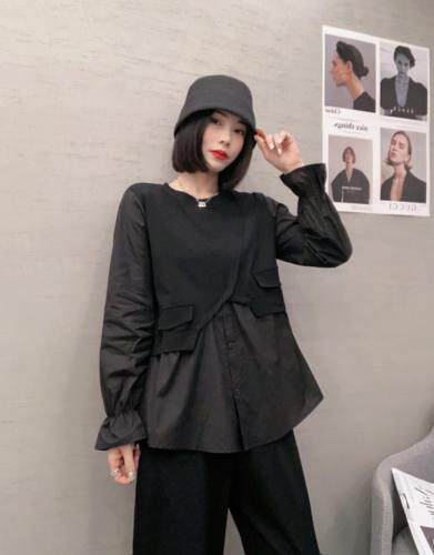 2021年赛蝶春款发出中……2种面料拼接出独特风格韩版上衣，女装，赛蝶衣社