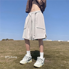 港风夏季新款冰丝五分裤飘带宽松百搭五分裤B315-K23323-p45控58，男装休闲裤，电商B315