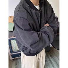 W10899-P105网图现货美式复古帆布工装飞行员夹克外套棒球服，男装夹克，星座1608