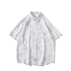 精品花衬衫大码男短袖夏季痞帅休闲上衣服外套翻领衬衣A012/P35，男装衬衫，电商A012