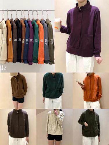 11色单面绒卫衣，女装卫衣/绒衫，金子