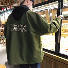港风·新款·我很凶·的刺绣工装夹克刺绣外套薄款加绒款，男装夹克，电商A132（原电商B245）