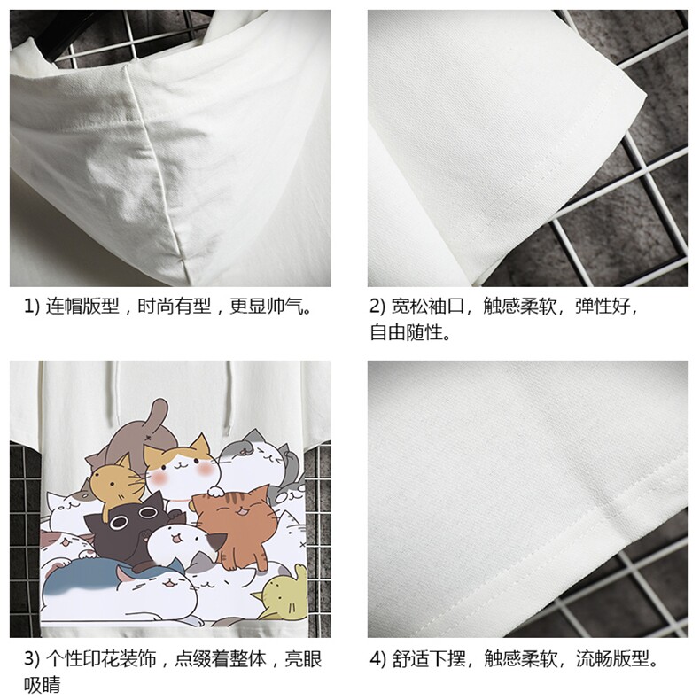 LD54162-P45连帽短袖t恤男大码胖子带帽五分袖中袖网格挂拍,男装T恤,电商A040A