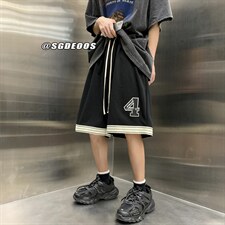 港风美式运动刺绣篮球裤宽松五分裤短裤男313A-1-KK284-P45控58，男装休闲裤，星座808A-1