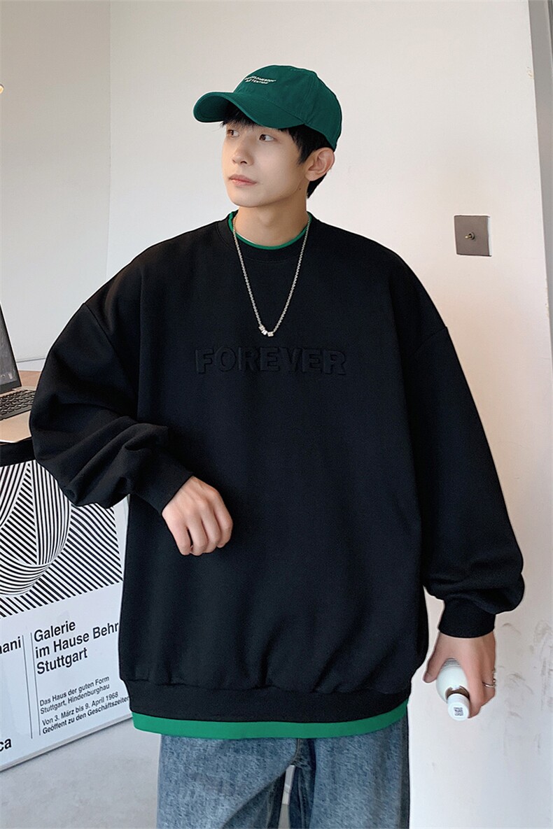 春款港风圆领卫衣男落肩打底衫潮流百搭上衣外套Y016P32,男装卫衣,星座1204-3