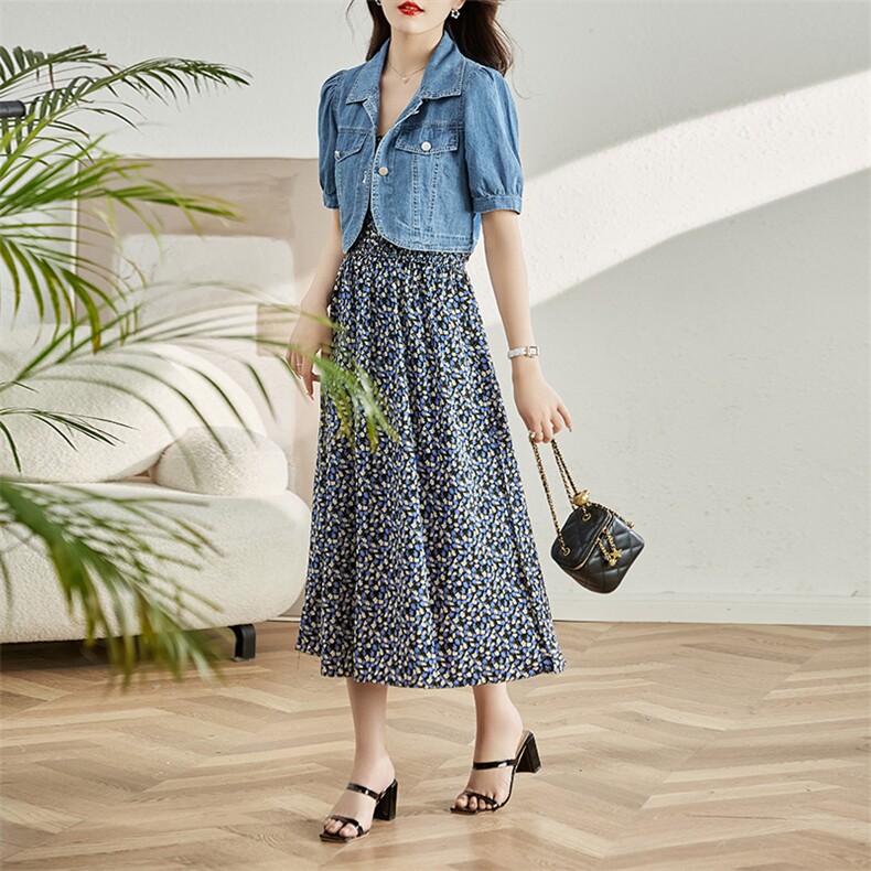 2023年夏季时尚潮流舒适修身两件套连衣裙，女装连衣裙，超帛