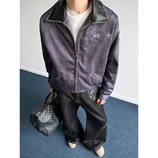 自家图~现货老钱风大理石纹复古哈灵顿夹克外套W1358/P80，男装夹克，电商B350