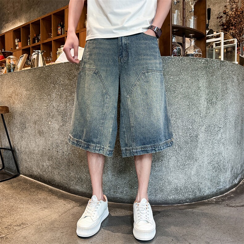 夏季痞帅宽松七分牛仔短裤Z039#-P45,男装牛仔裤,星座905