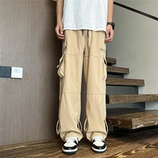 日系复古工装裤子男夏季潮牌宽松感多口袋休闲阔腿拖地裤F19/P40，男装工装外套，星座506