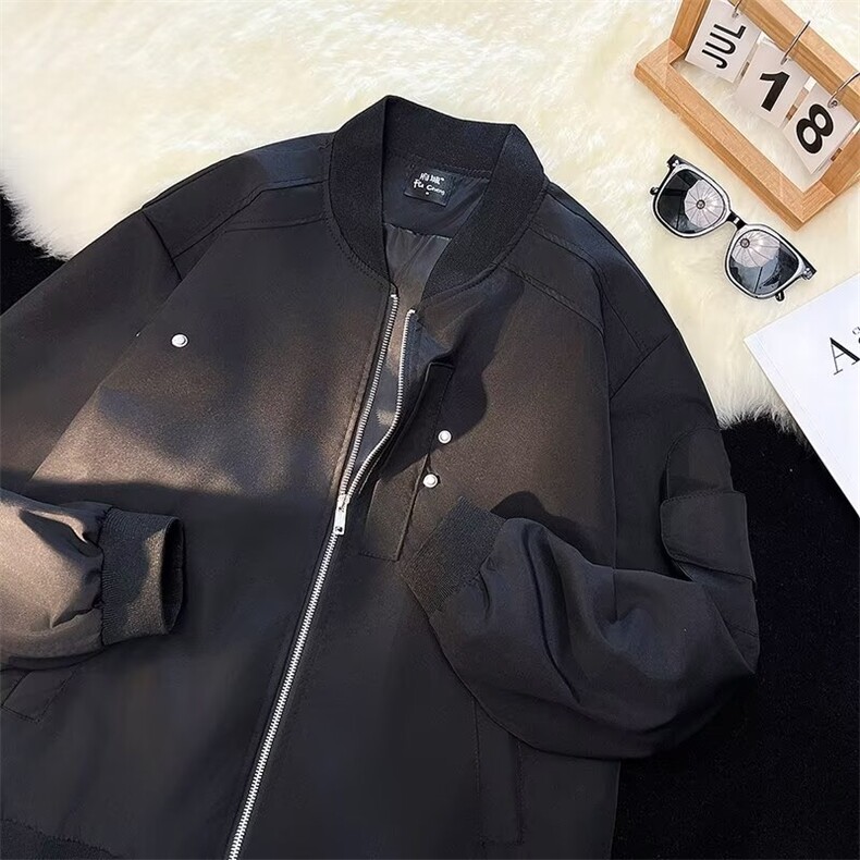 美式潮牌机车服夹克男女秋冬情侣款宽松高级感百搭休闲棒球服外套,男装夹克,星座410-7