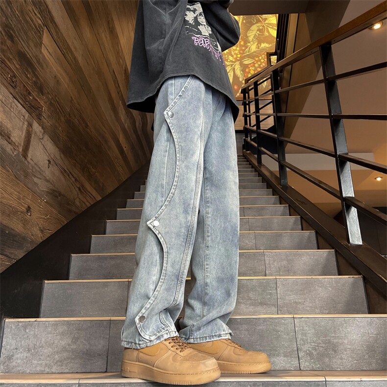 高街设计感牛仔裤男春季vibe美式潮牌水洗裤子直筒宽松休闲长裤,男装牛仔裤,星座410-7