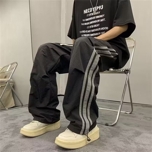 三条杠速干裤男夏季薄款潮牌美式休闲条纹运动冲锋裤AA974-P40图片