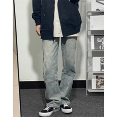 街头水洗做旧牛仔裤男春秋直筒宽松欧美高街vibe风长裤子NWG27，男装牛仔裤，星座1116A（原606A-3）