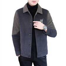 秋冬新款高品质毛呢大衣短款刺绣拼接休闲夹克外套男A06P140控228，男装毛呢大衣，电商B226